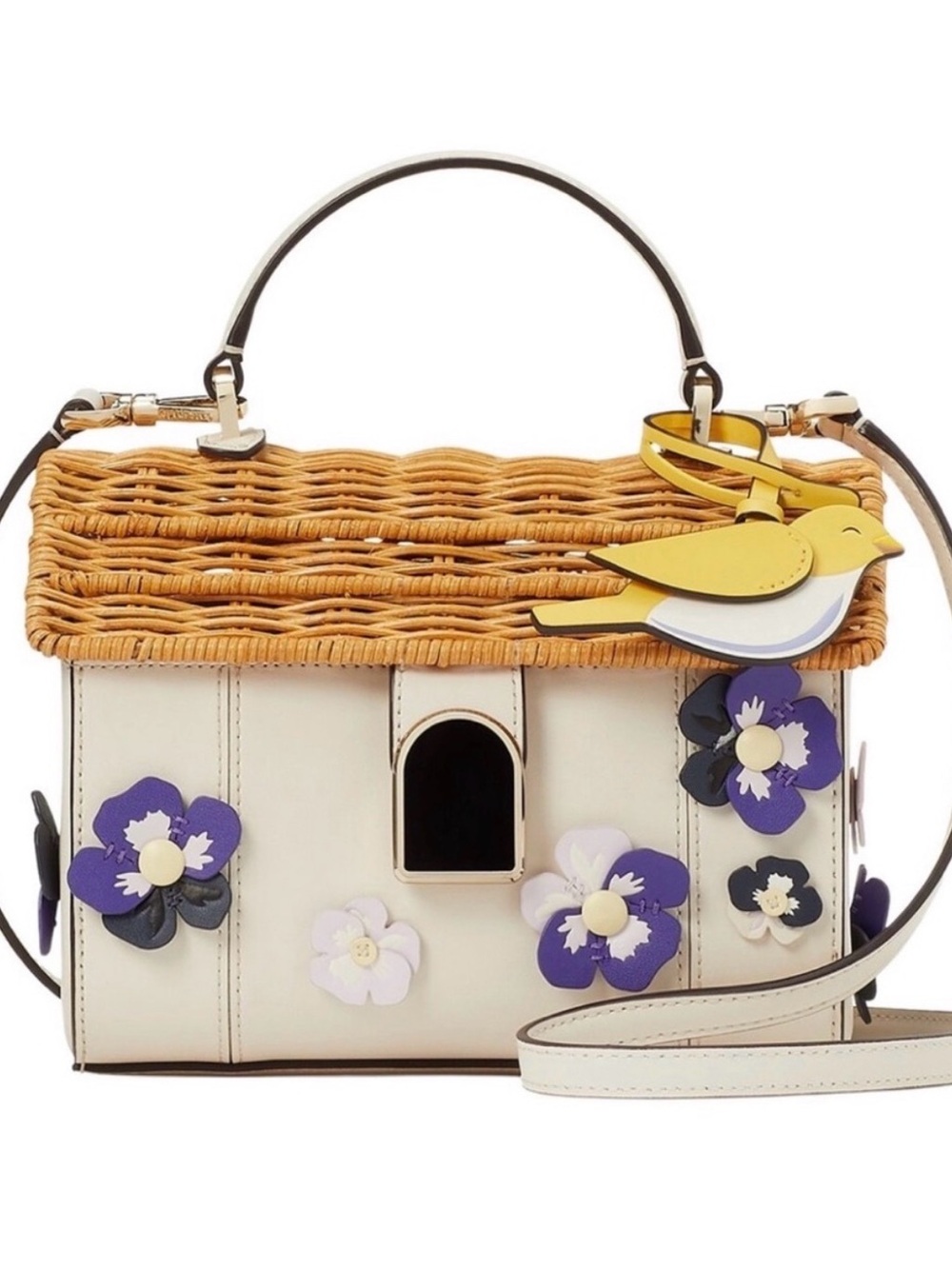 kate spade NWT Birdhouse Wild Petal Wicker Novelty Bag KA775